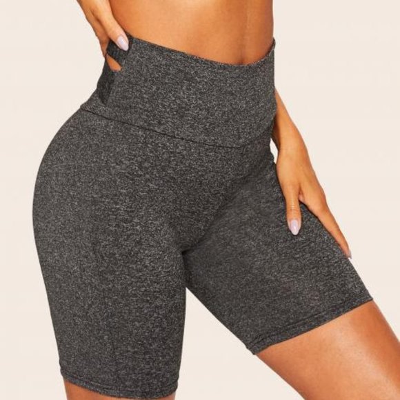 Black and charcoal Biker running spandex Shorts - Picture 1 of 7
